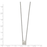 Stainless Steel Polished Pendant Square Stud 16in w/2 in ext  Necklace